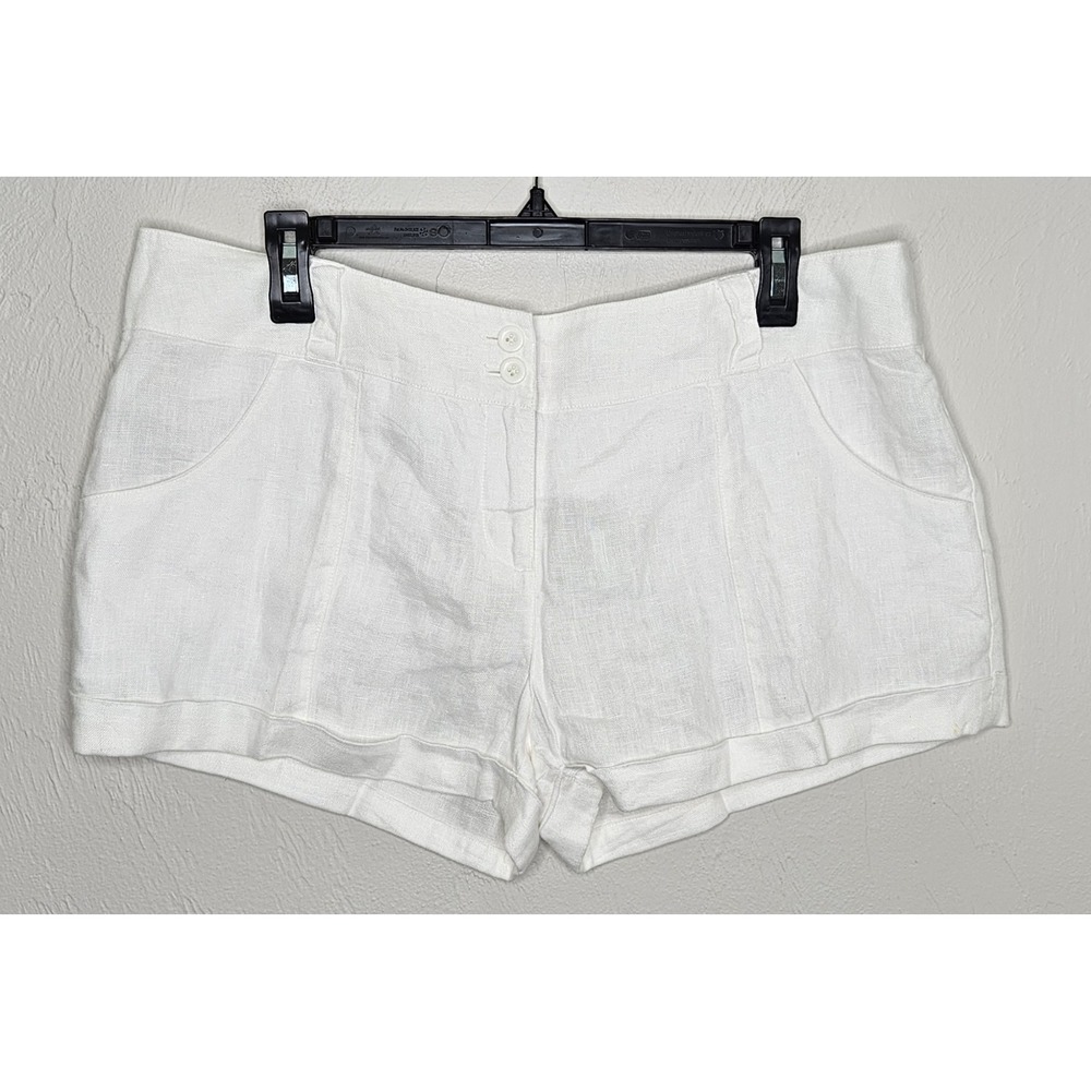 Island Company Women's Size Large 100% Linen White WHITSUNDAY Shorts Resort